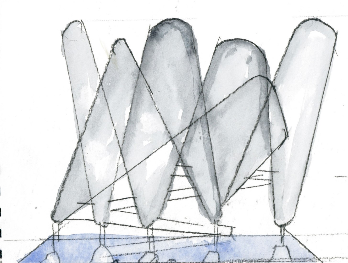 Conceptual watercolor sketch. Image Courtesy of Steven Holl / Imagine Angers