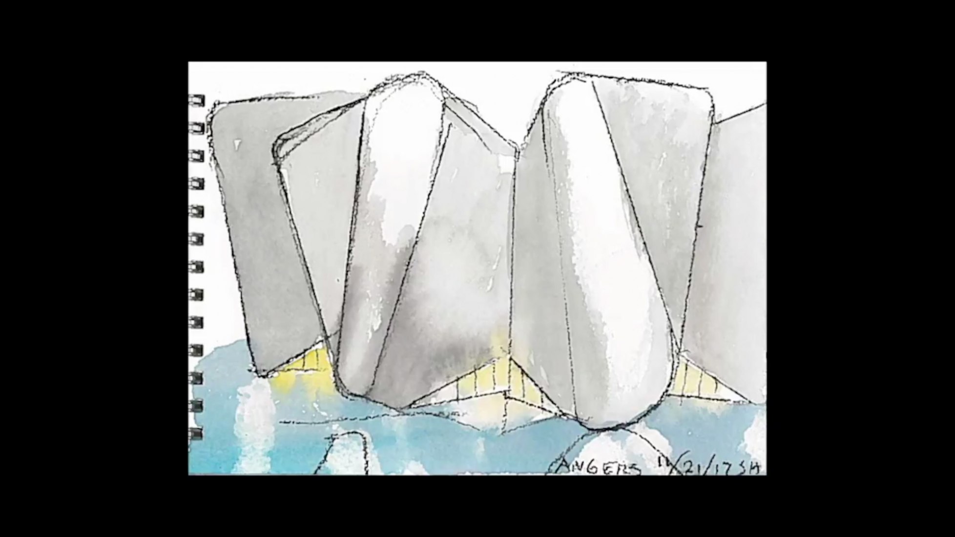 Conceptual watercolor sketch. Image Courtesy of Steven Holl / Imagine Angers