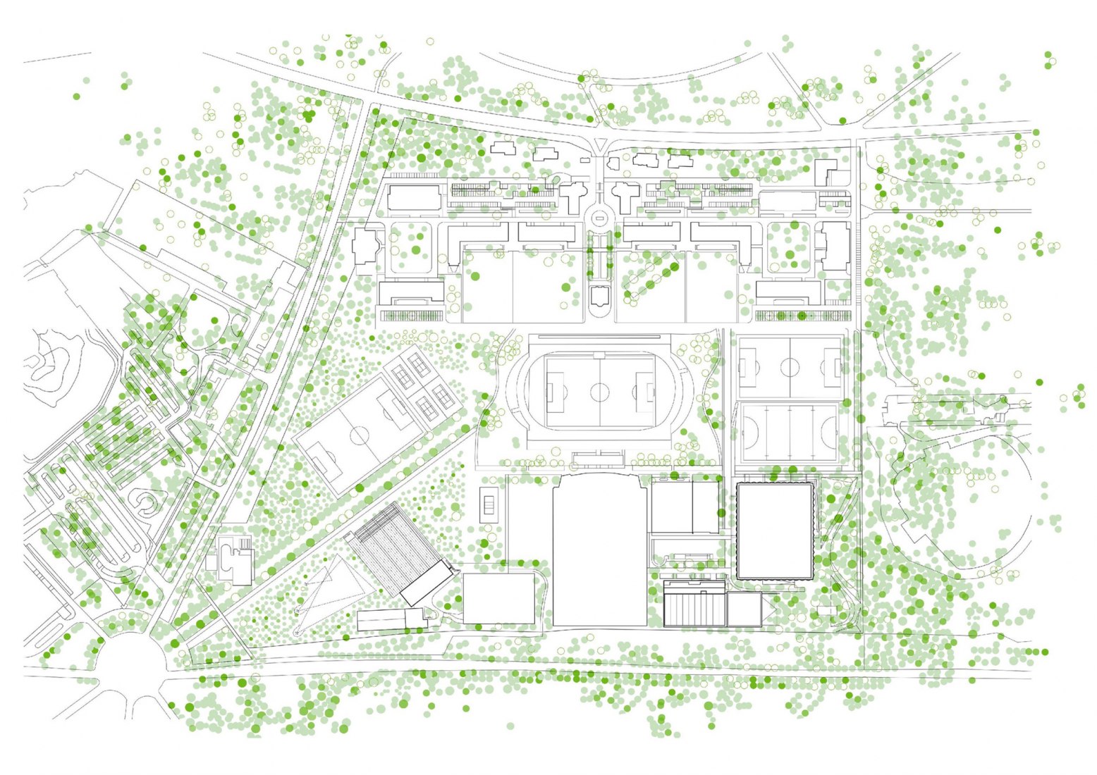 Site plan. Sport Center Paris by Leclercq Associés architecture