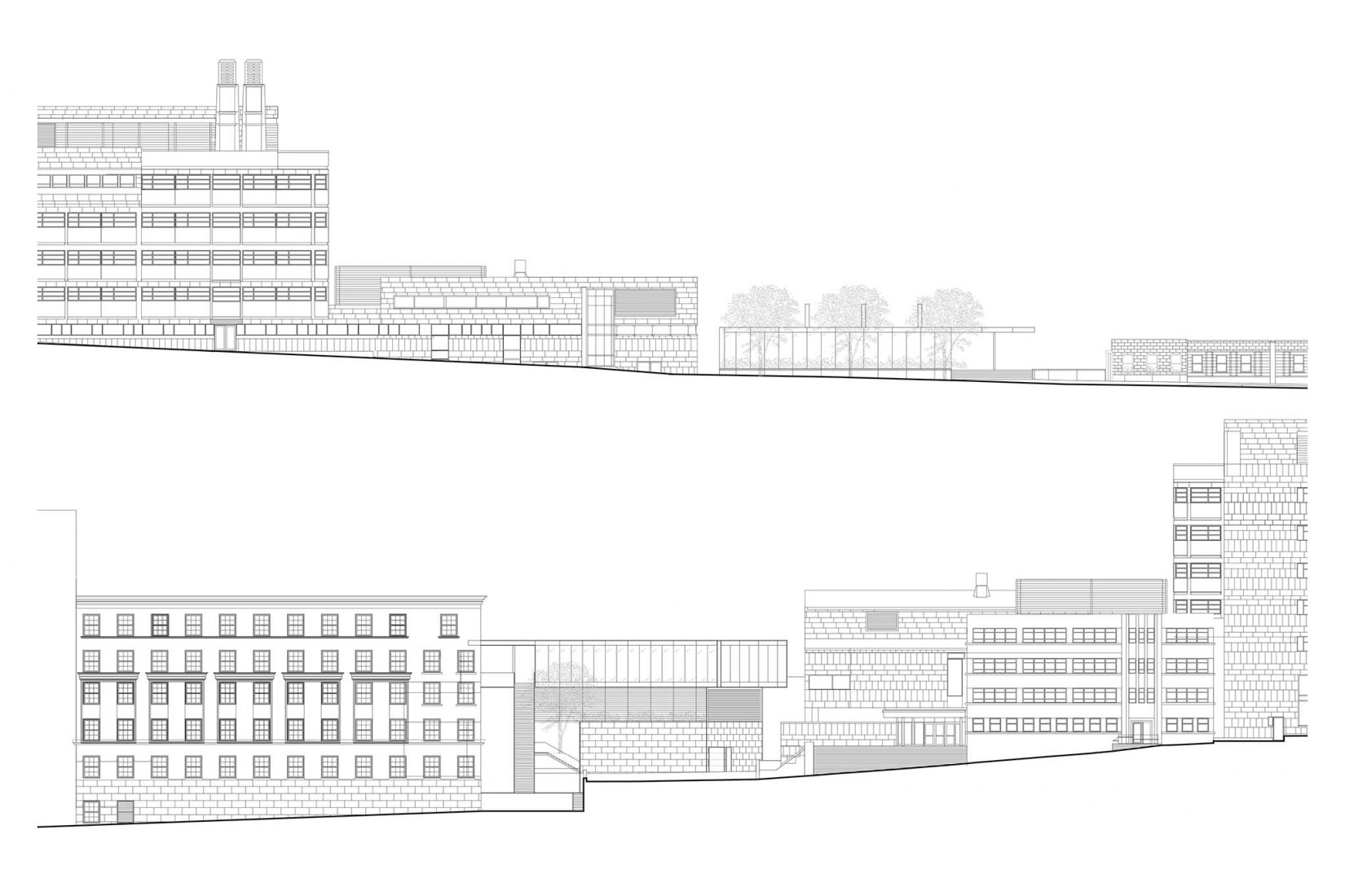 Alzados. Mcgill University central eléctrica por Les architectes FABG