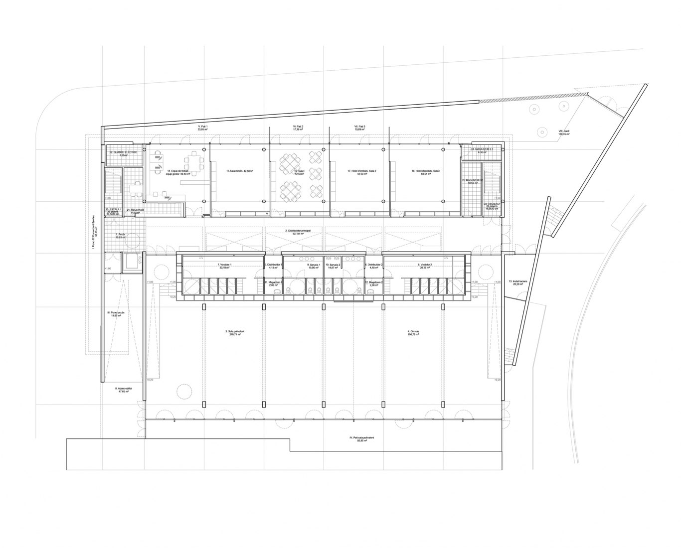 Ground floor. Community Center 'Les Corts' by Pich Architects. Image courtesy of Pich Architects.