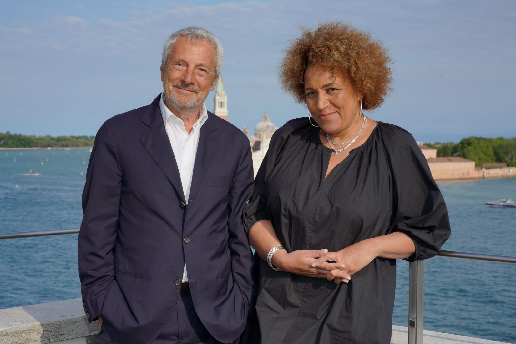 The president of La Biennale di Venezia, Roberto Cicutto, and the curator of the 18th International Architecture Exhibition, Lesley Lokko for Jacopo Salvi. Image courtesy of La Biennale di Venezia