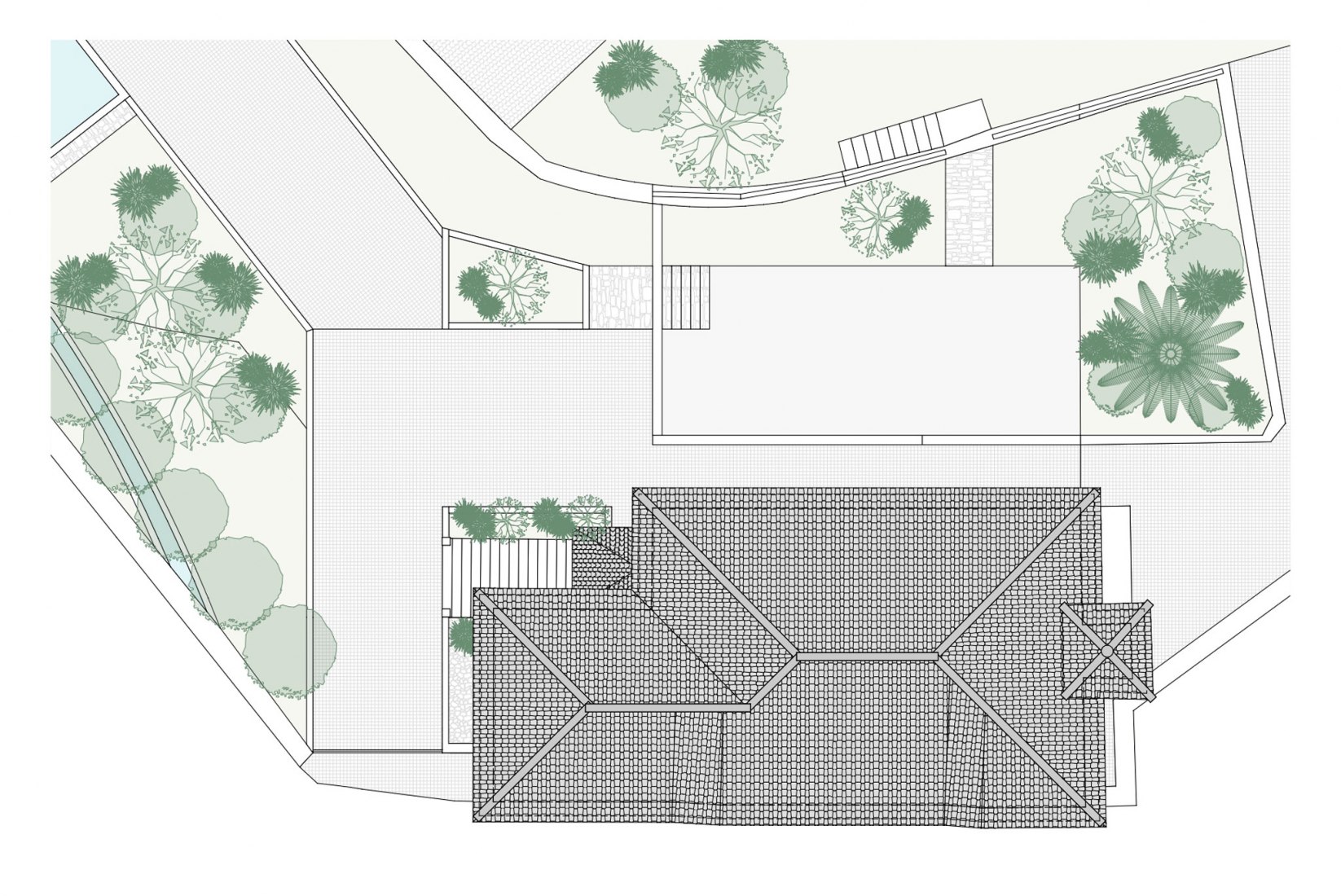 Planta de cubiertas. Casa verde por Liliana Maciel.