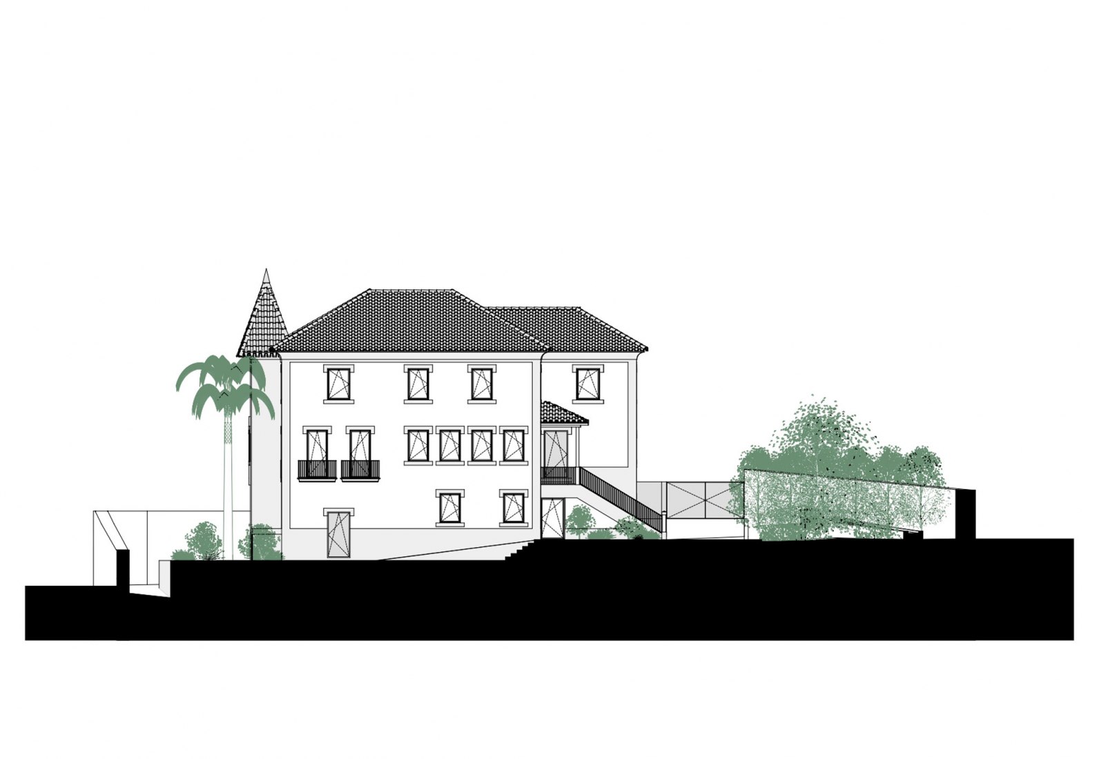 Alzado. Casa verde por Liliana Maciel.