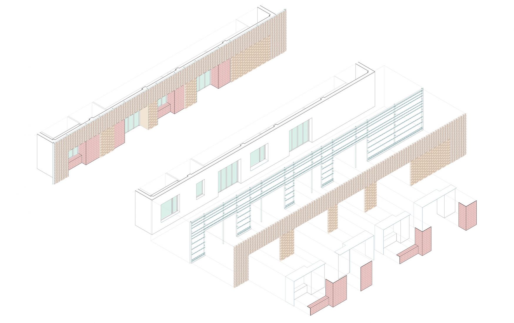 Axonométrica por capas. Centro Cívico Roldán por López+Aroca Arquitectura.