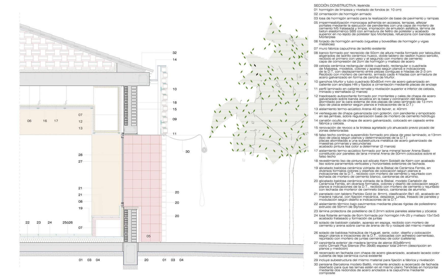 Detalle constructivo. Centro Cívico Roldán por López+Aroca Arquitectura.