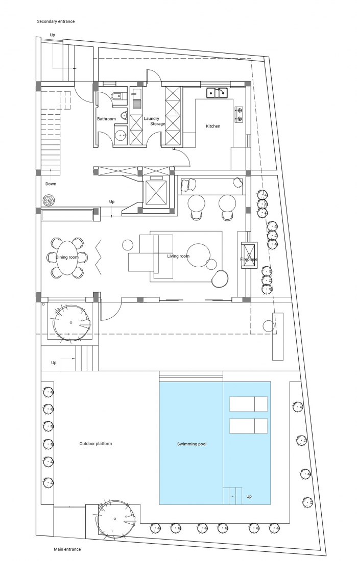 Ground floor plan. 10³ Boutique Hotel by LQS Architects.