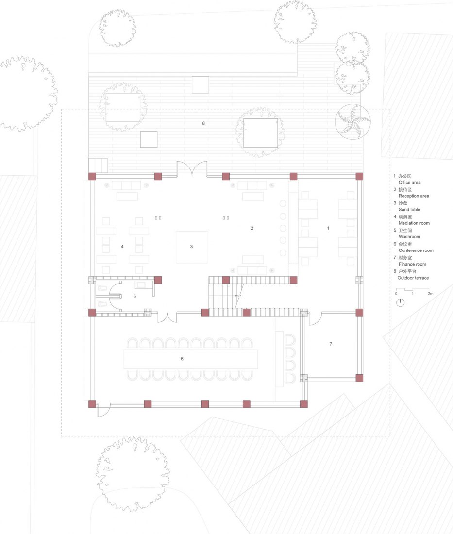 Planta baja. Centro comunitario en Yuanheguan por LUO Studio