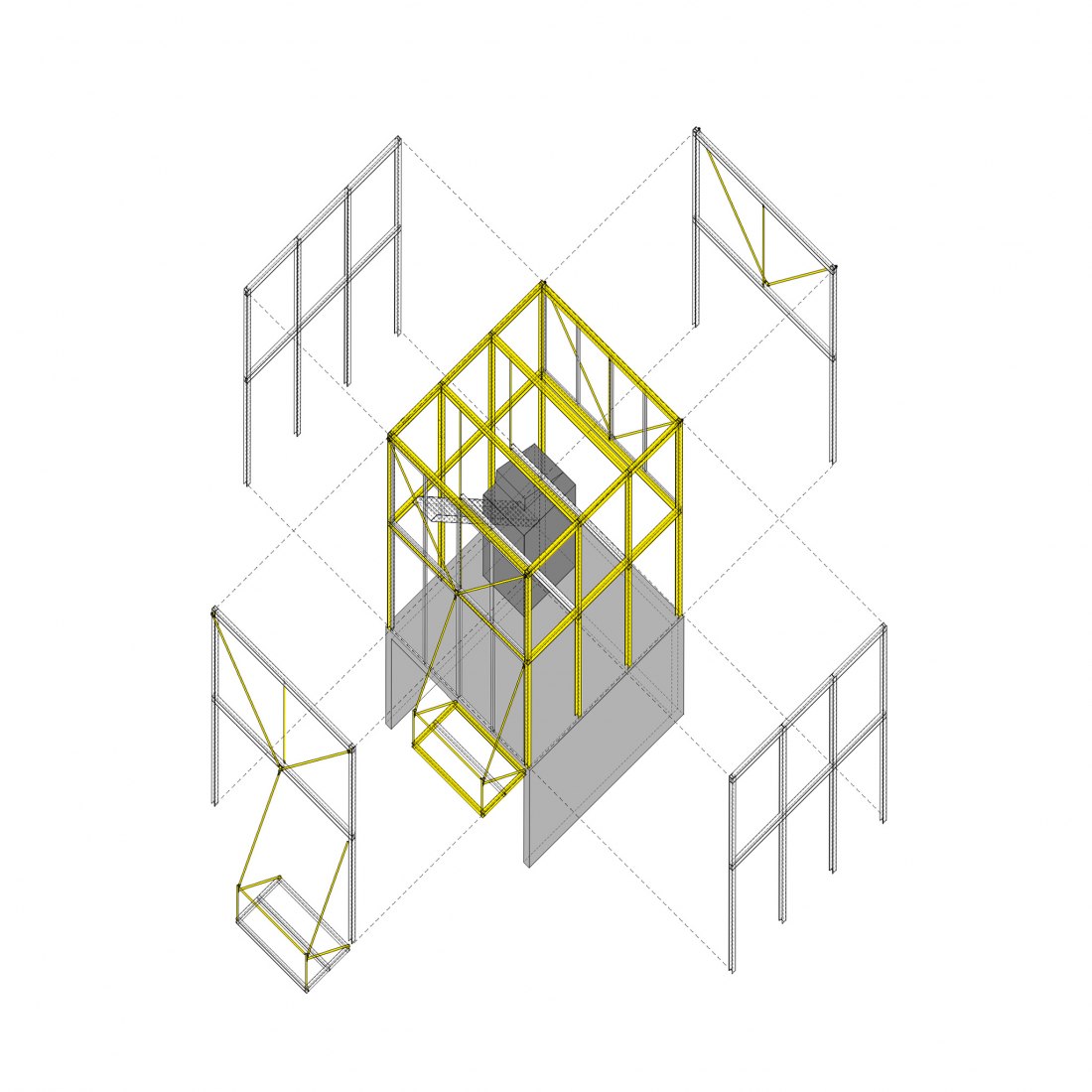 Axonometric view. Collumpio House by MACH.