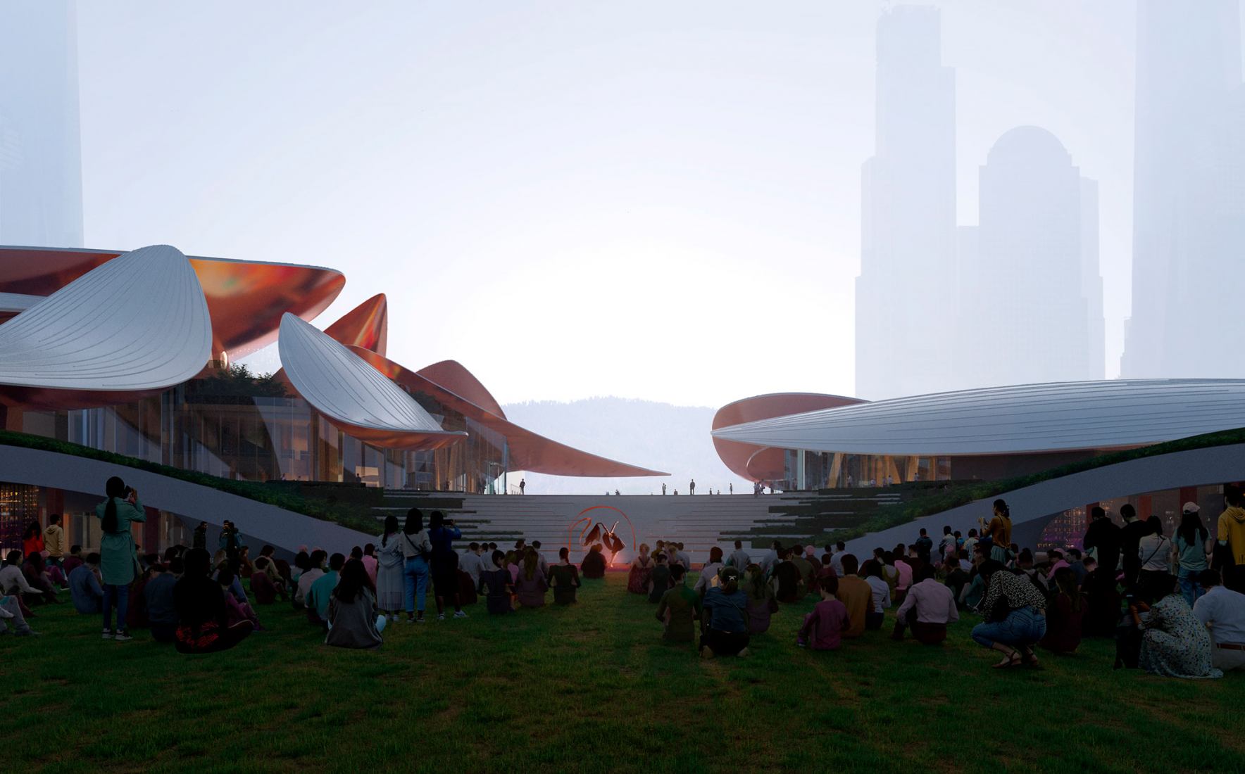 Anji Culture and Art Center by MAD Architects. Renderings by MAD Architects