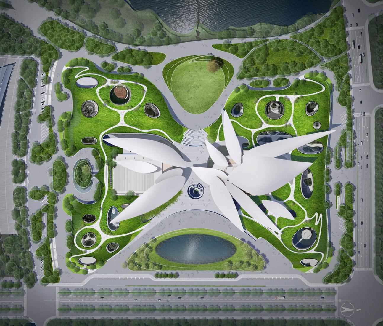 Anji Culture and Art Center by MAD Architects. Renderings by MAD Architects