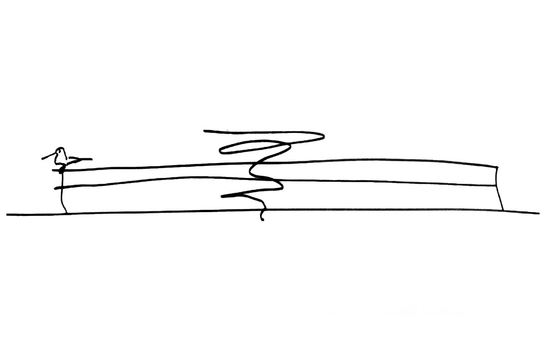 Concept Sketch by Ma Yansong. Panoramic viewpoint for Fenix warehouse by MAD Architects