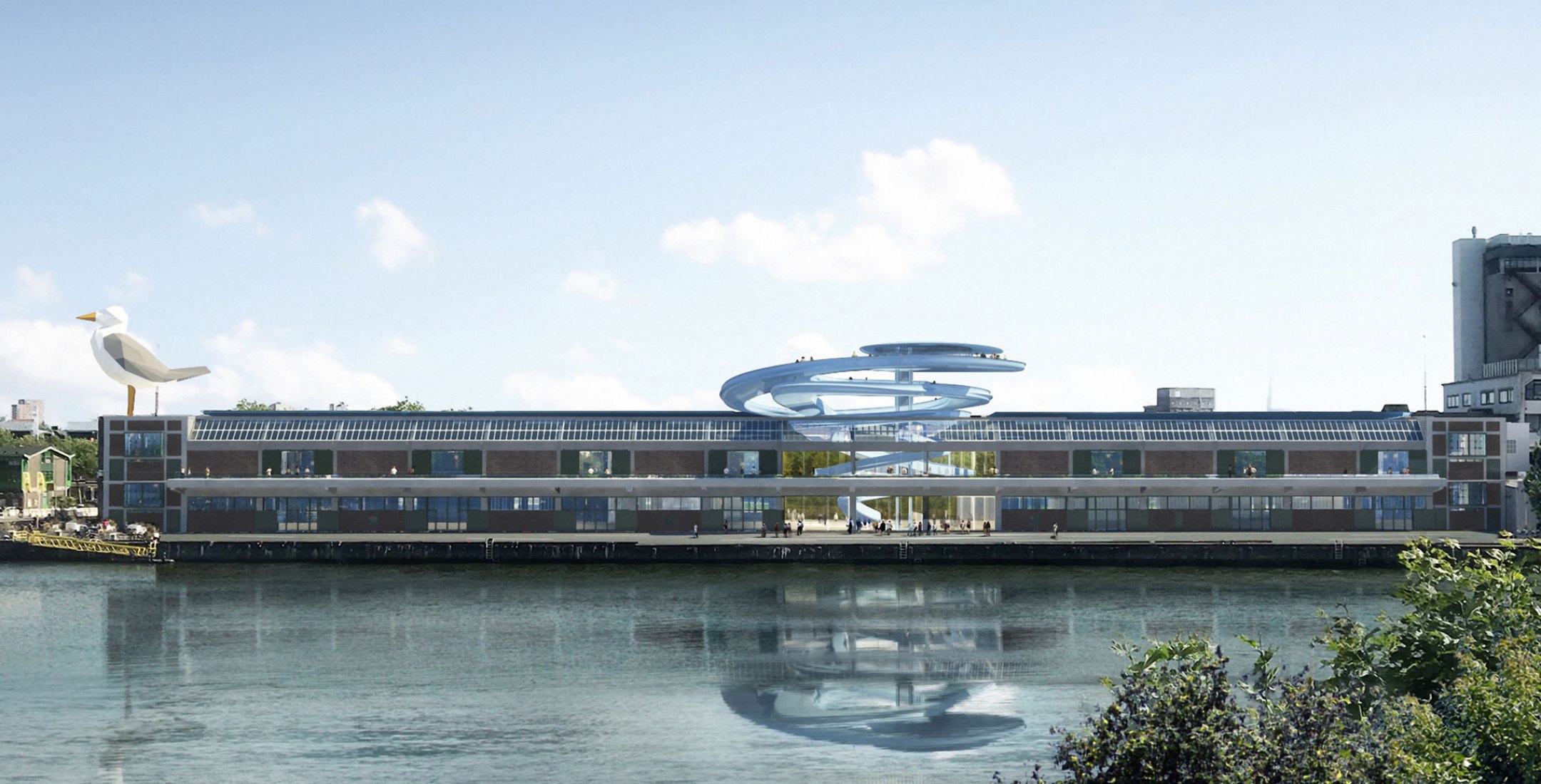 Rendering, exterior view. Panoramic viewpoint for Fenix warehouse by MAD Architects. Image by SAN