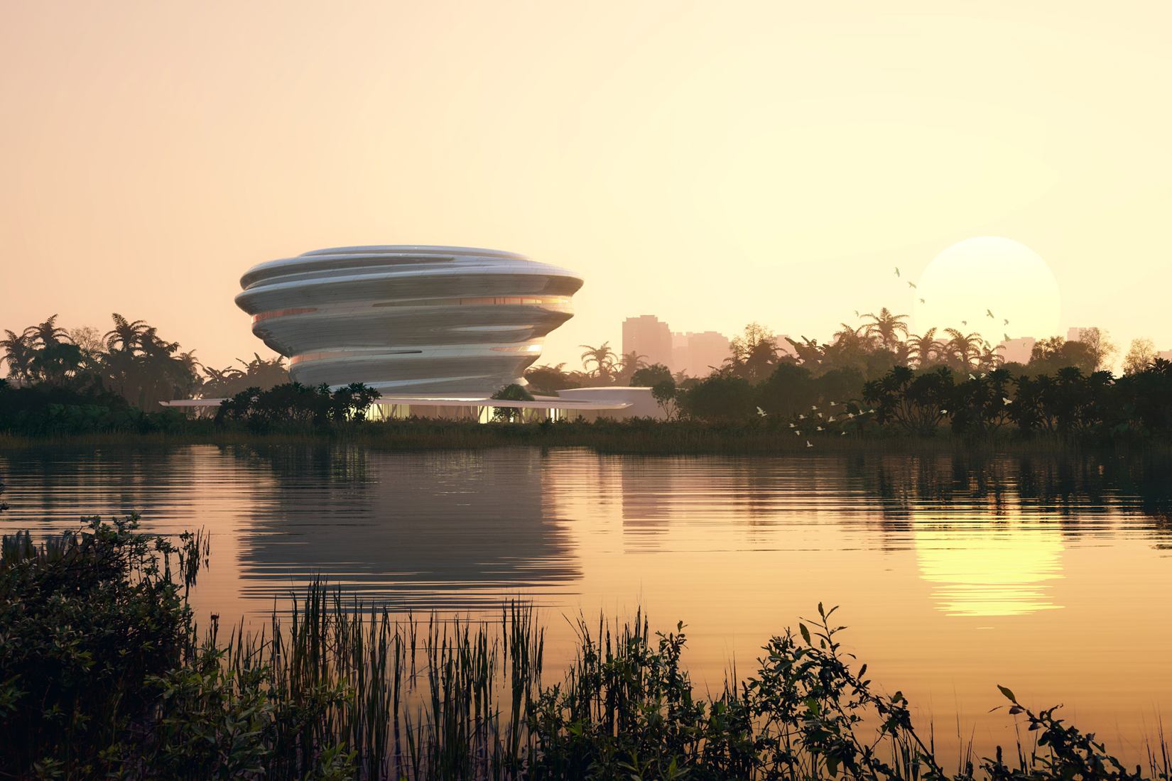 Rendering. The Hainan Science Museum by Ma Yansong/MAD Architects.