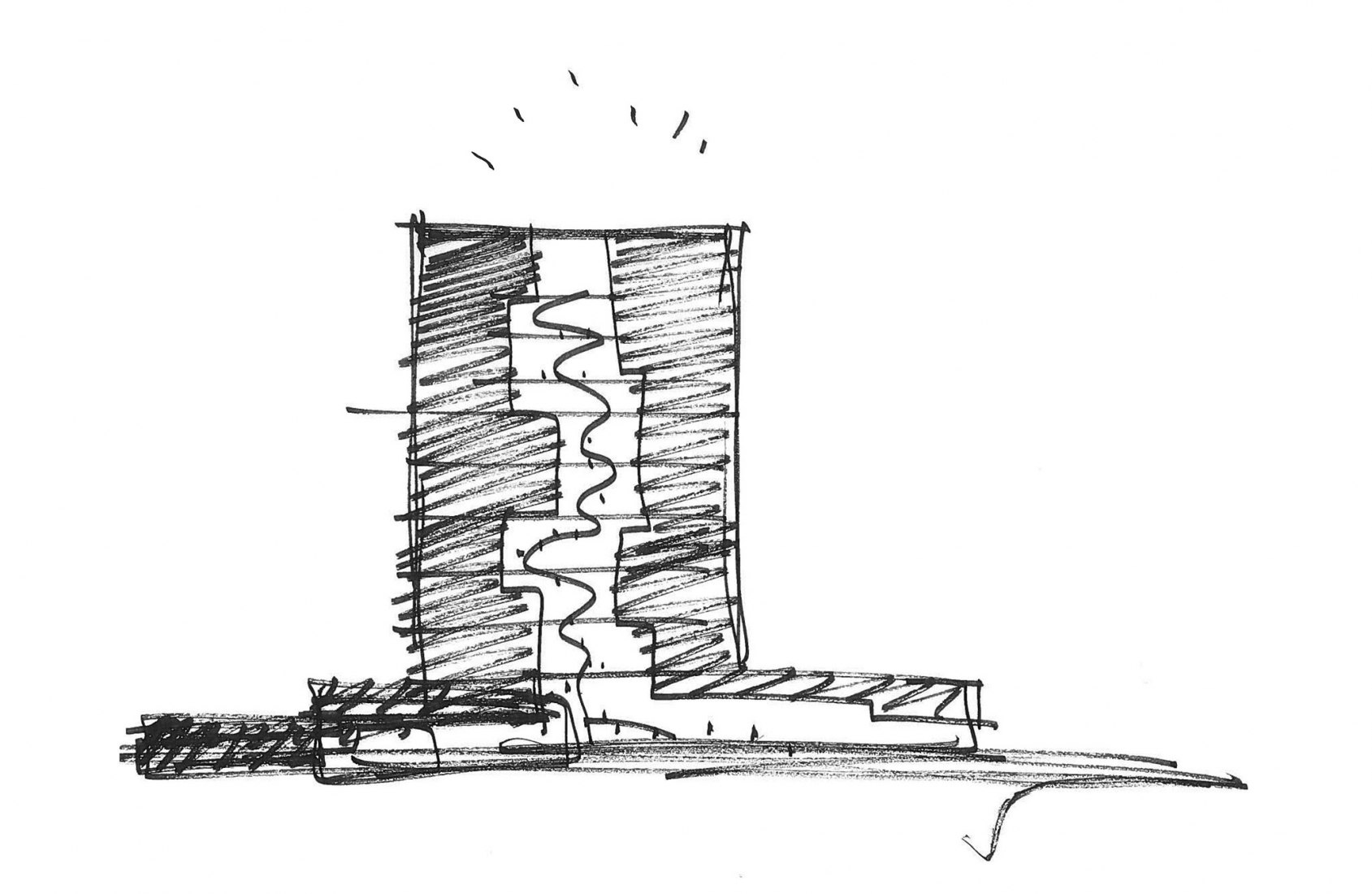 Sketch. The Maersk Tower by C.F. Møller Architects. 