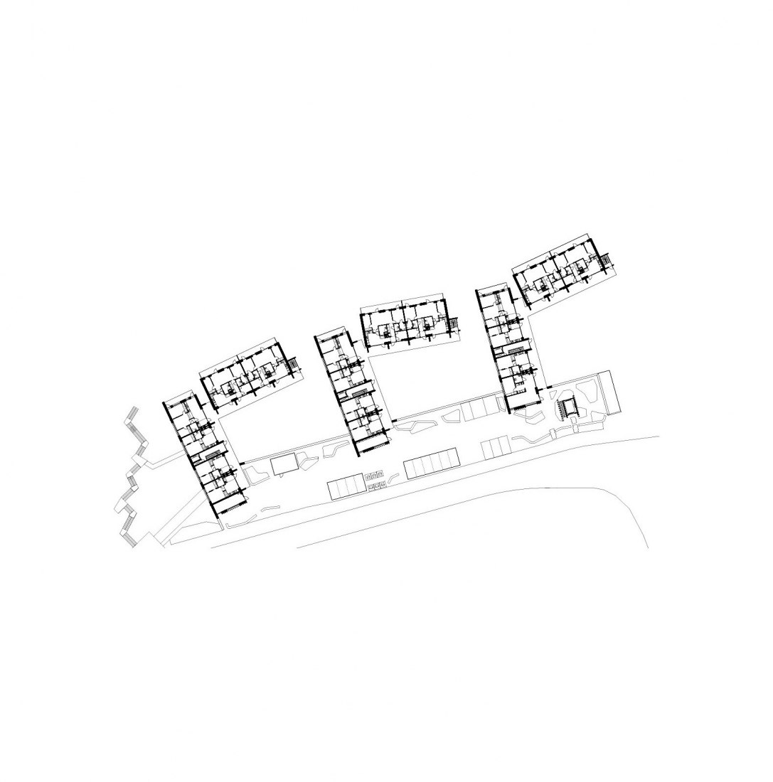 Quinta planta - nivel de entrada. Cooperativa de viviendas Viva por Malmström Edström Arkitekter Ingenjörer.