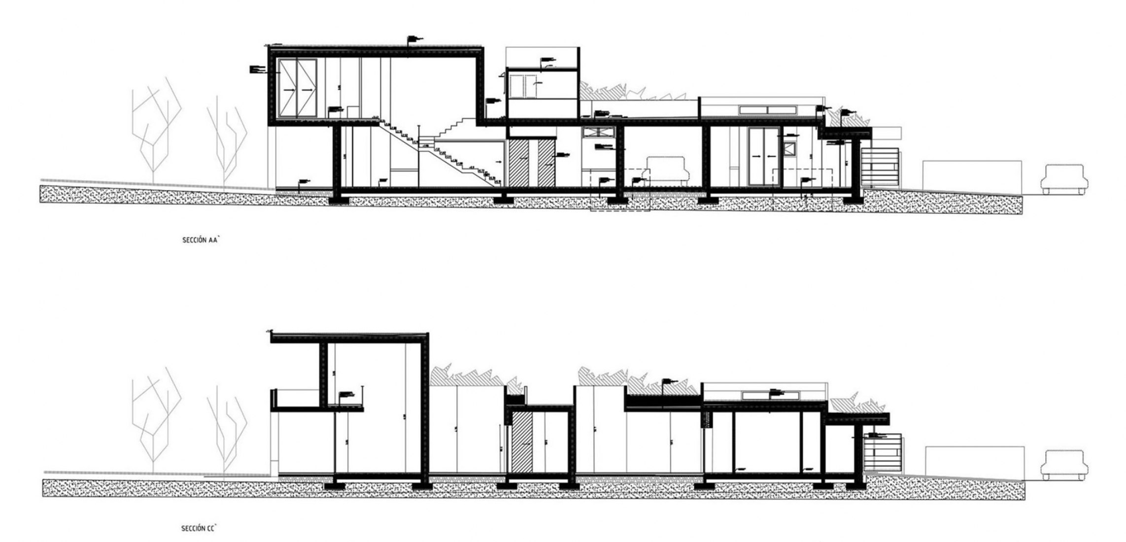 Sections. A three generation house in Boadilla del Monte by Malu de Miguel.