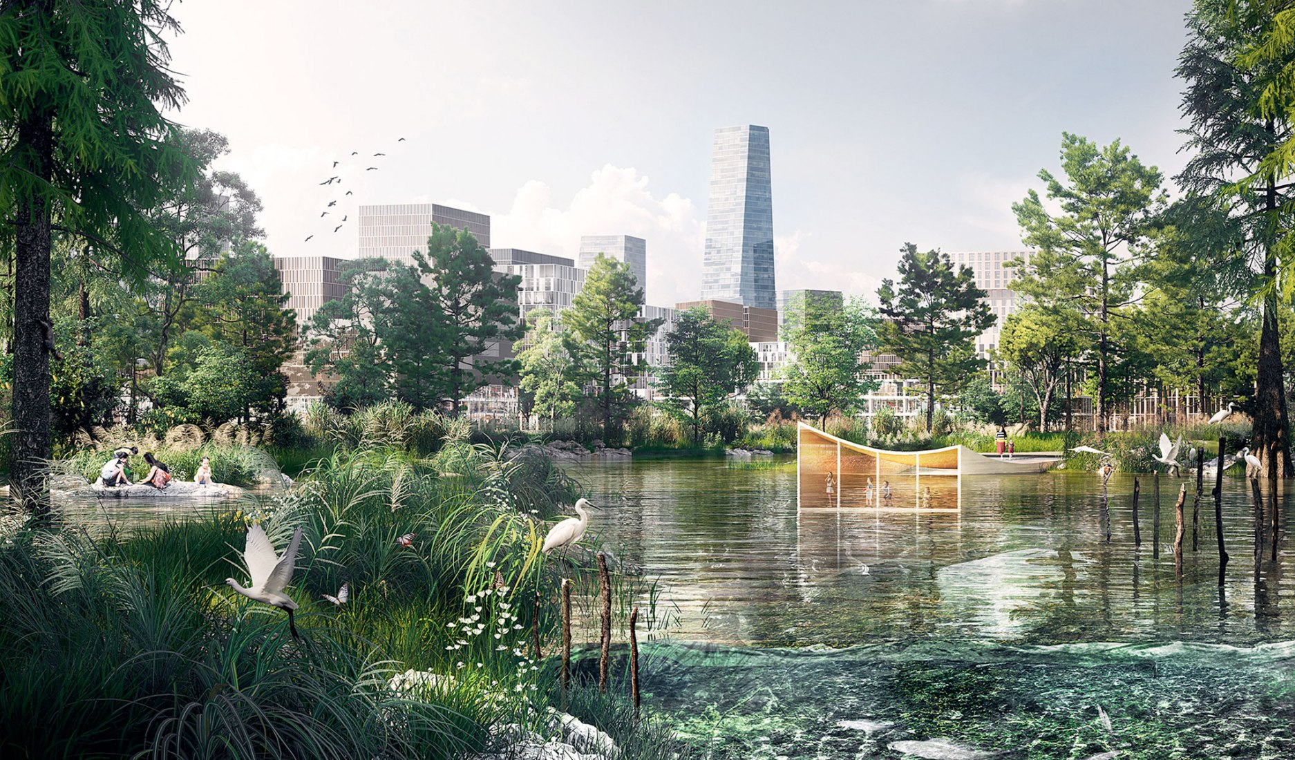 Rendering. Xiakewan Science City development by Mandaworks and UPDIS