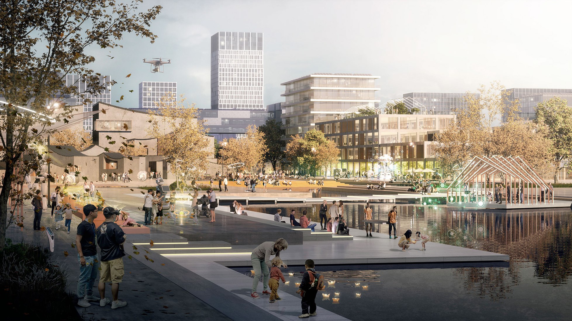Rendering. Xiakewan Science City development by Mandaworks and UPDIS