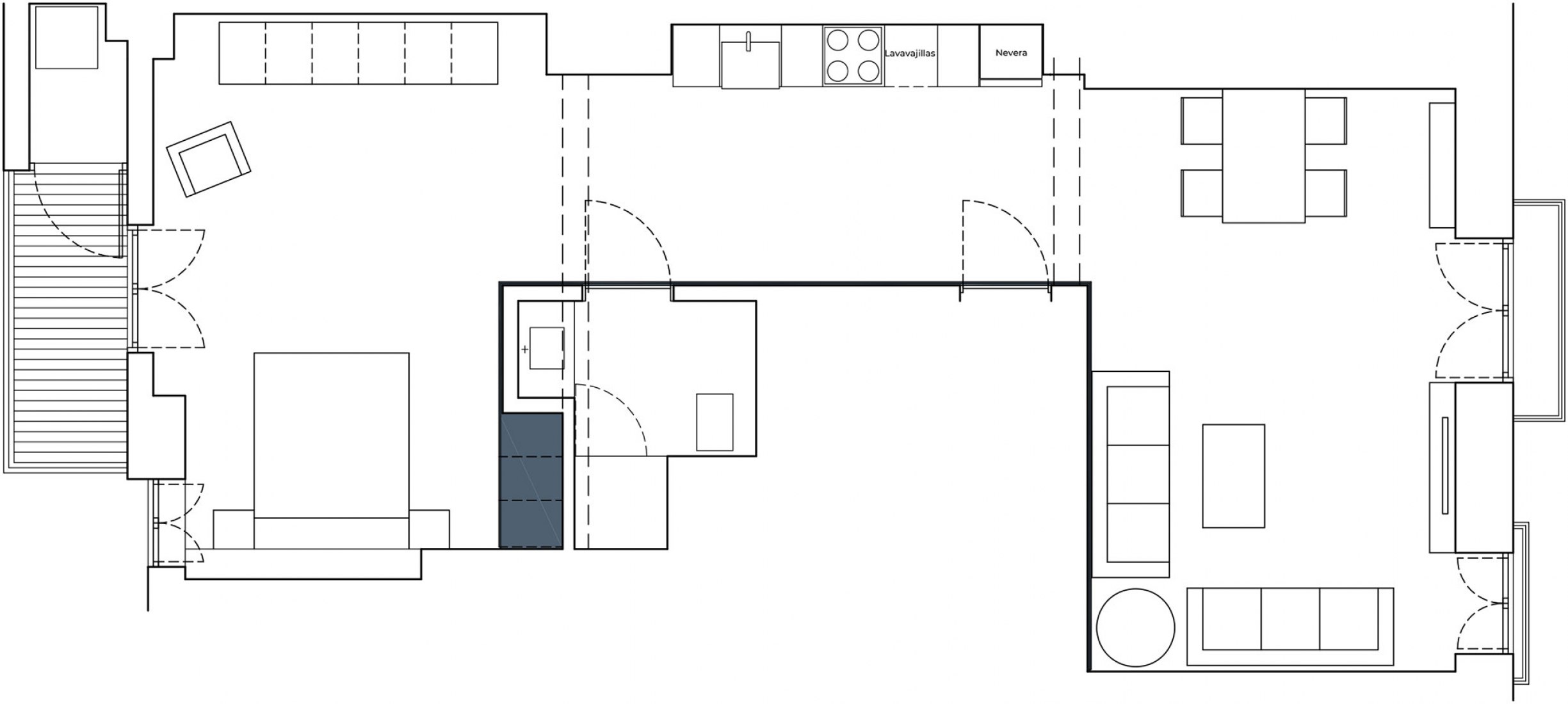 Ground floor plan. Padre Jofre penthouse by Mano de Santo. 