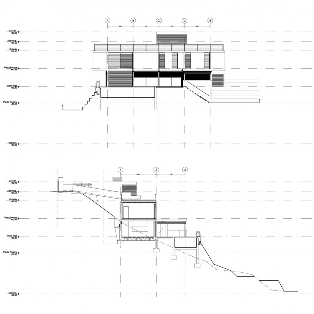 Sections. El bosque 161, a single-family housing project by Mano de Santo. Courtesy by Mano de Santo