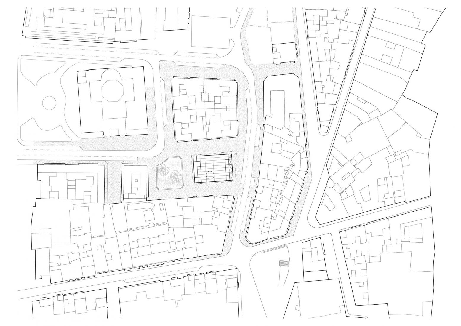 Plano de planta de situación. Pabellón Mediterráneo por Manuel Bouzas.