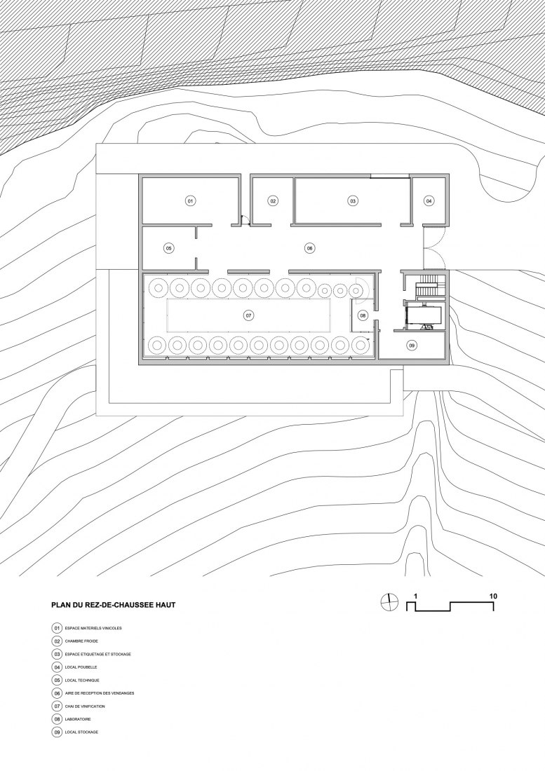 Plano de planta baja. Les Davids por Atelier Marc Barani.