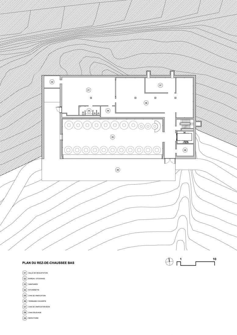 Plano de planta sótano -1. Les Davids por Atelier Marc Barani.loor plan. Les Davids by Atelier Marc Barani.