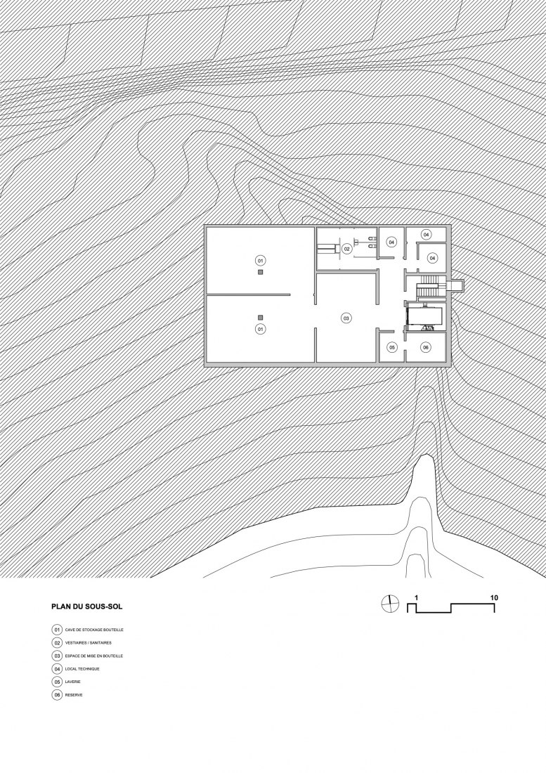 Plano de planta sótano -2. Les Davids por Atelier Marc Barani.loor plan. Les Davids by Atelier Marc Barani.
