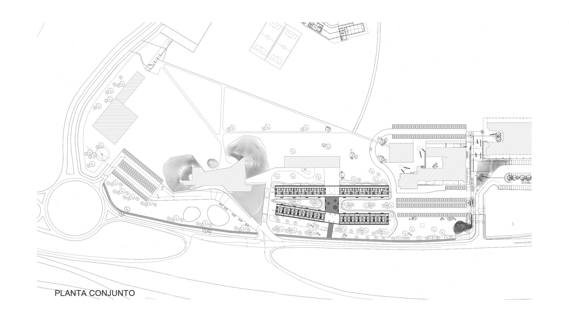 Site plan. UNL-ATE University Residency Complex by Marcelo Saba.