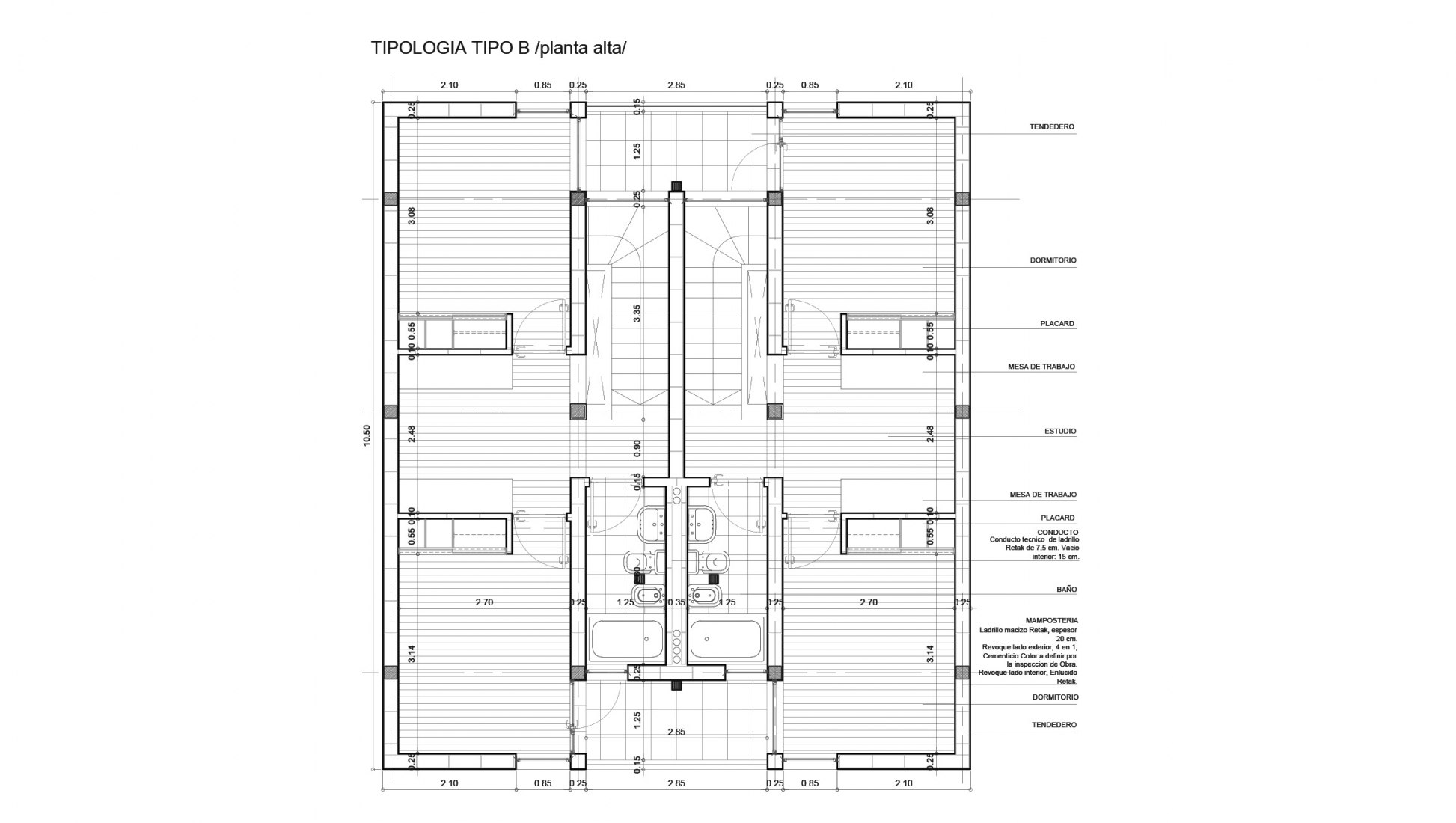 B tipology first floor plan. UNL-ATE University Residency Complex by Marcelo Saba.