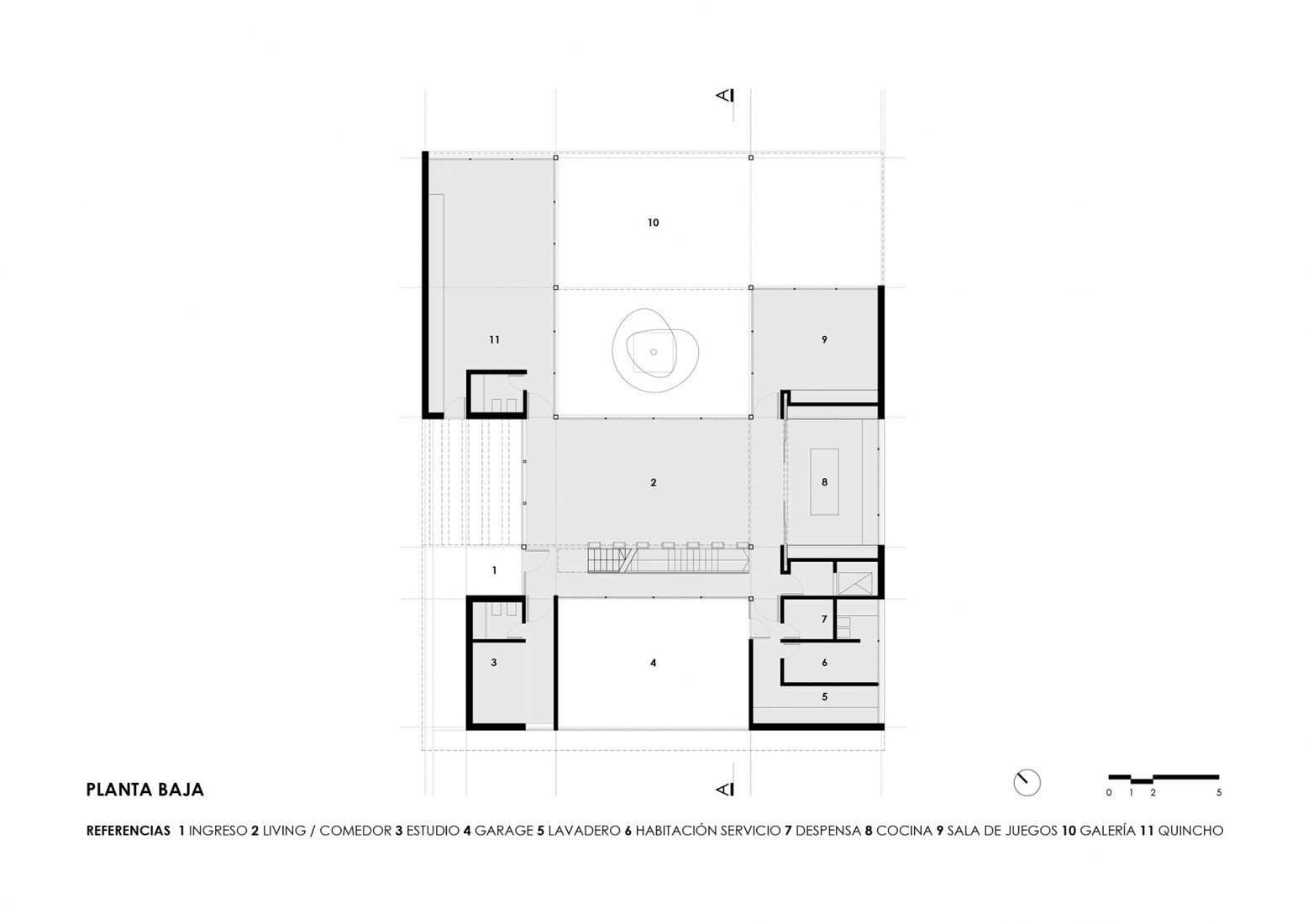 Ground floor plan. Golf House by Mariano Fiorentini.
