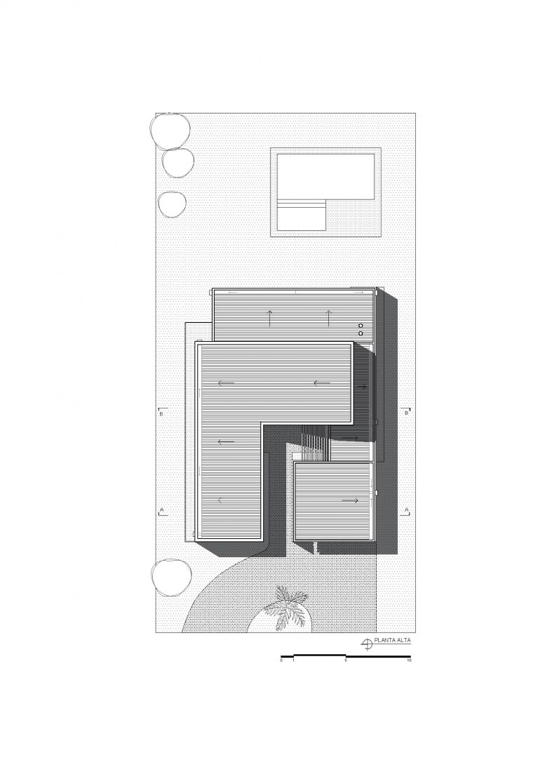 Roof plan. House in San Marino, Funes Hills by Mariel Suárez