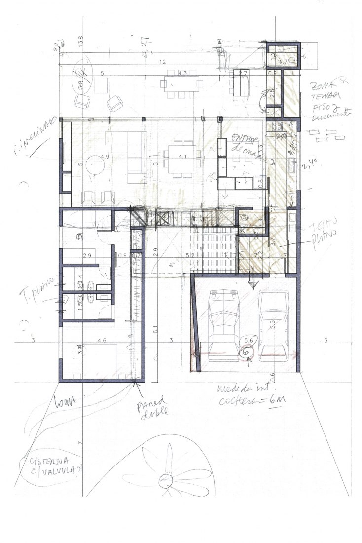 Sketch. House in San Marino, Funes Hills by Mariel Suárez