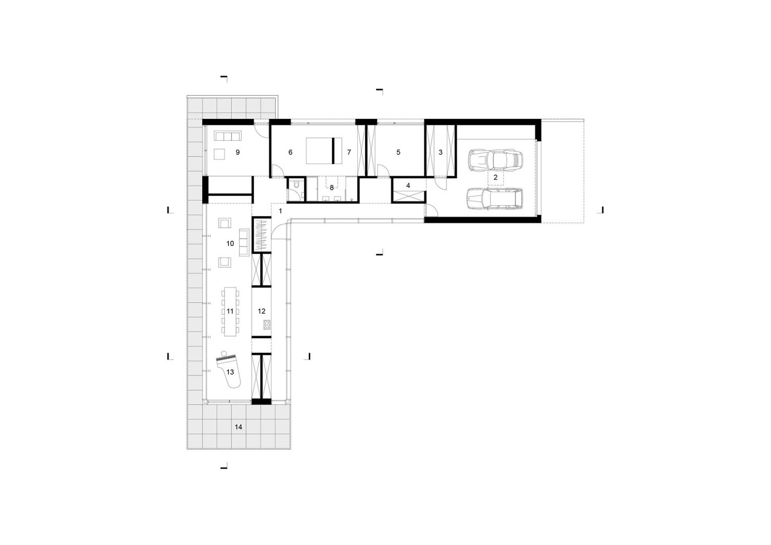 Planta baja. Villa V por Martens Van Caimere Architecten