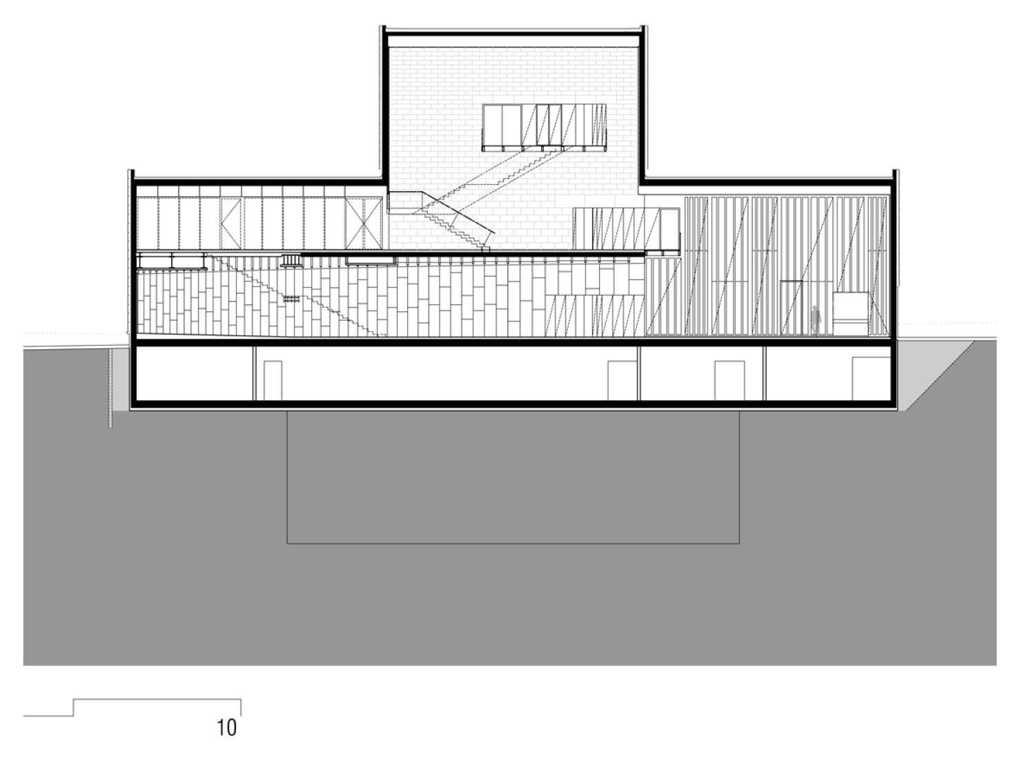 Sección. Nueva sede para el Deutsche Bundesbank por Mateo Arquitectura. Imagen © Mateo Arquitectura. 