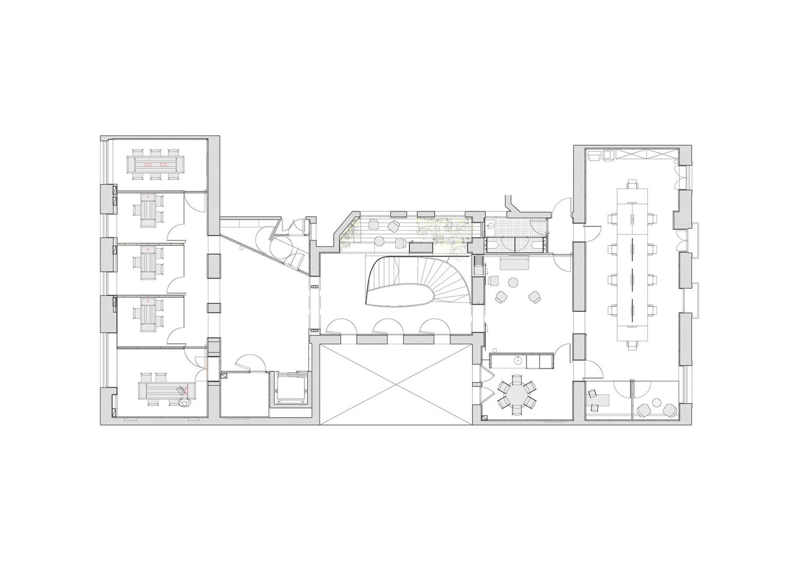 Planta primera. Espacio Banc Sabadell por mateo arquitectura.