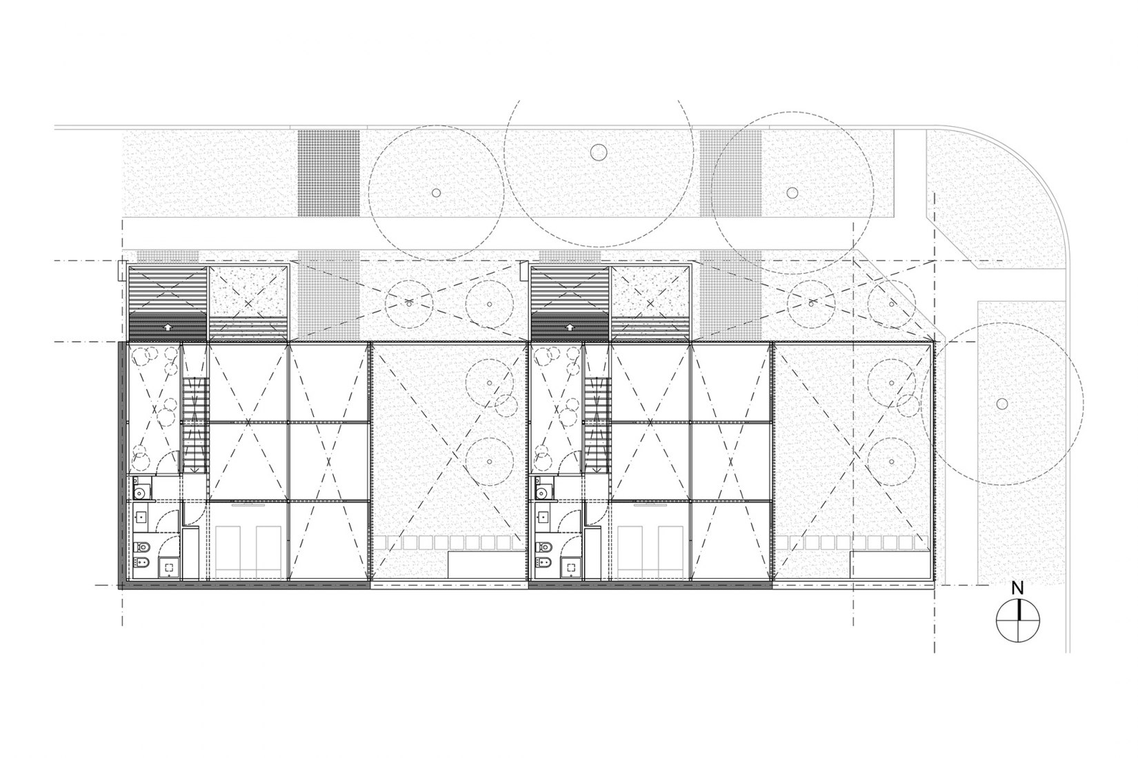 Planta primera. Dos casas metálicas por Mauricio Morra Arquitectos. Fotografía por Ramiro Sosa.