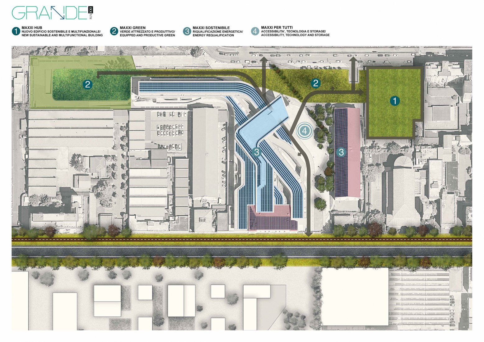 Plano de situación de la ampliación propuesta. Imagen cortesía del Museo MAXXI 