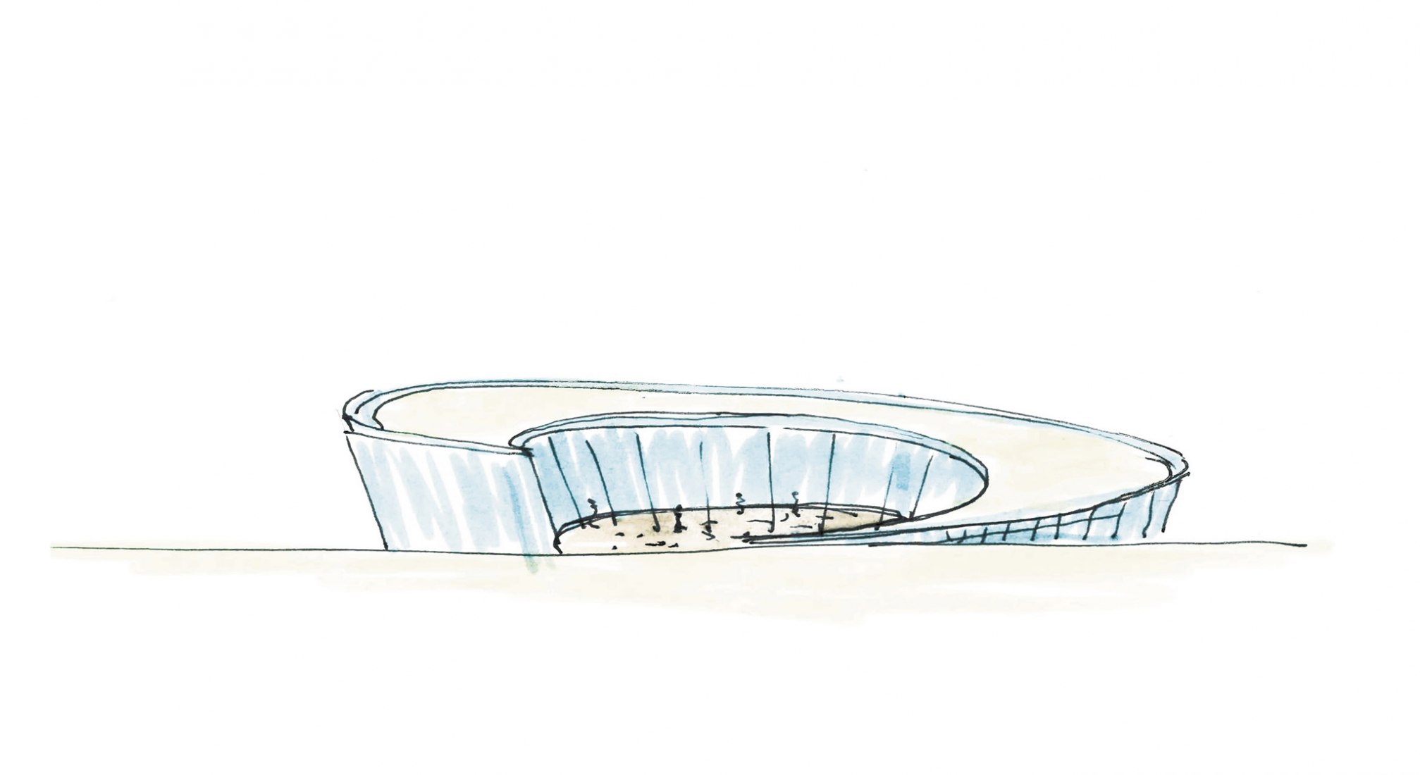 Sketch. New Performing Arts Studio Building for Fisher Center at Bard by Maya Lin Studio with Bialosky and Partners. Rendering courtesy Maya Lin Studio.