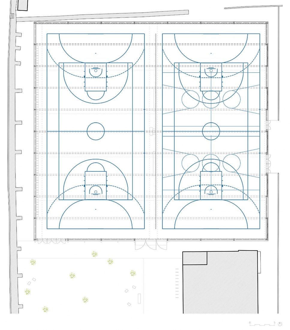 Planta baja. Centro deportivo Es Puig D´en Valls por MCEA | Arquitectura.