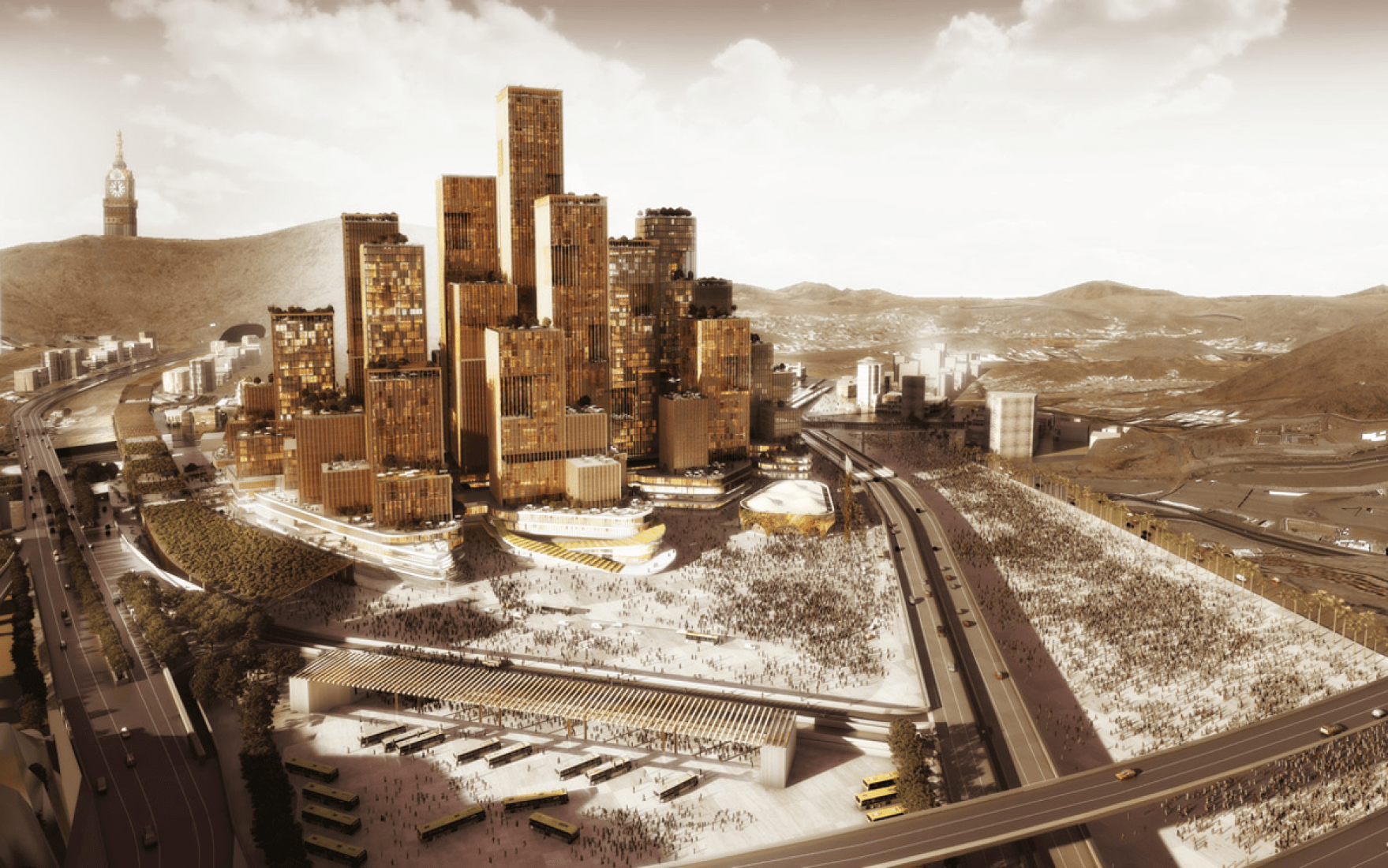 Rendering. Darb Al Mashaer. New Mecca master plan by X-Architects. Image © X-Architects. 