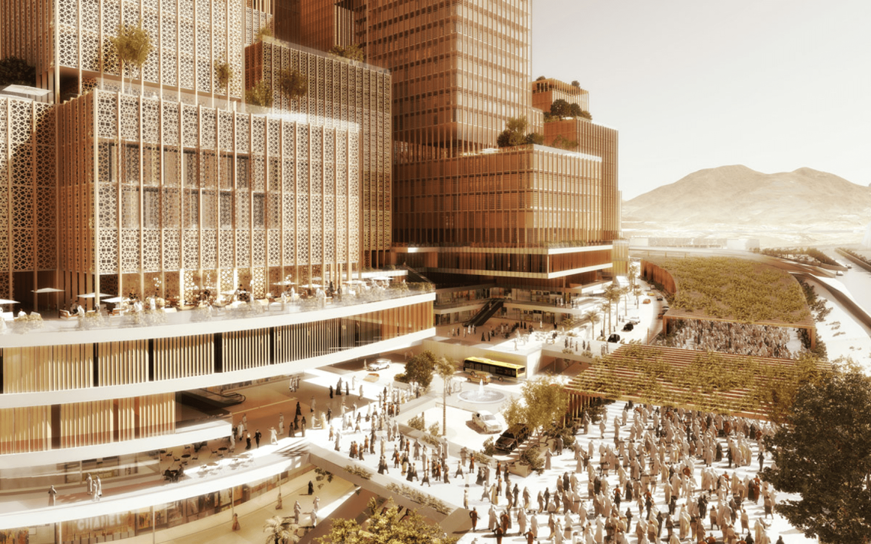 Detail, rendering. Darb Al Mashaer. New Mecca master plan by X-Architects. Image © X-Architects. 