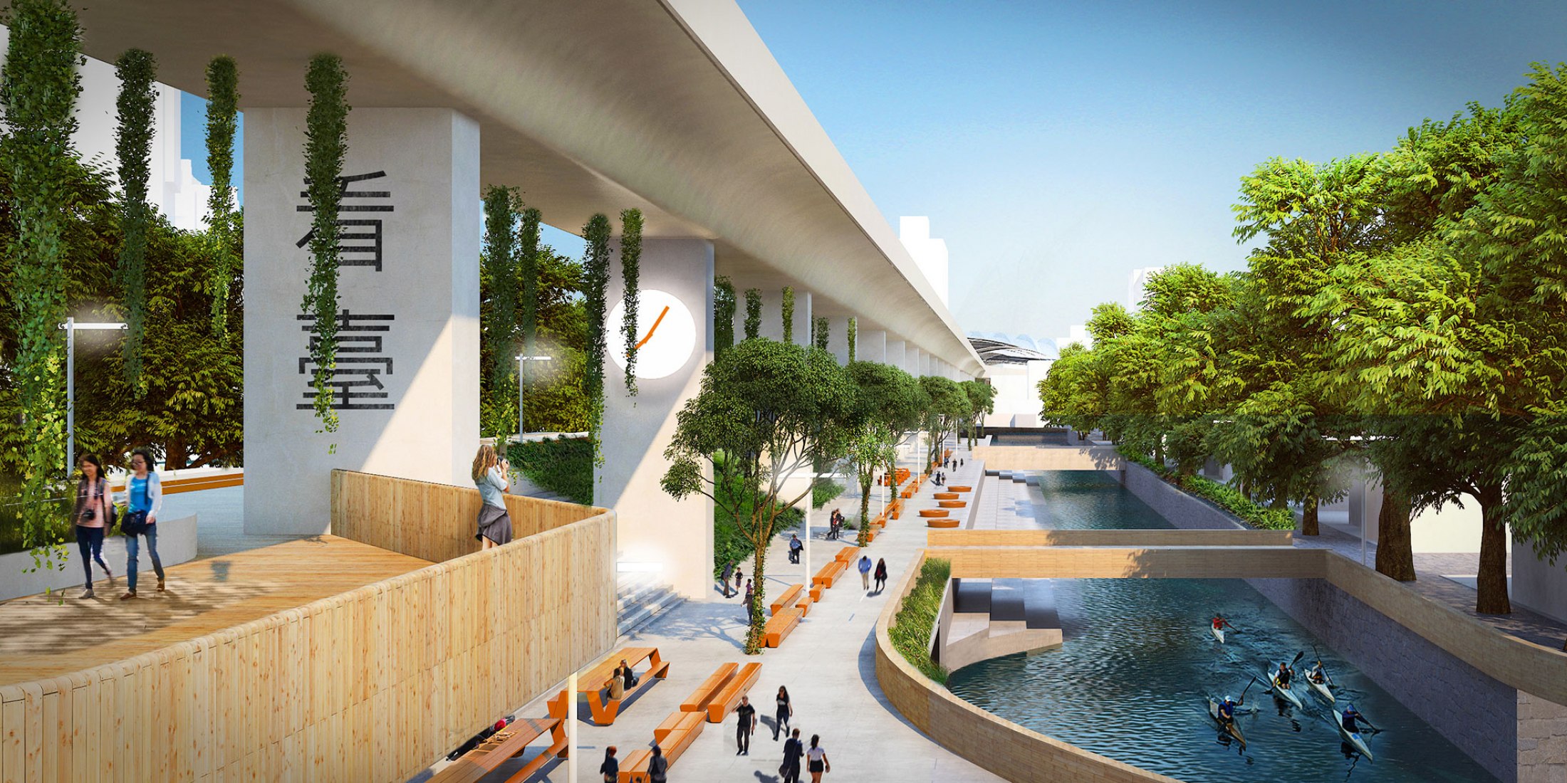 Render. Taichung Green Corridor by Mecanoo. Image courtesy of architects