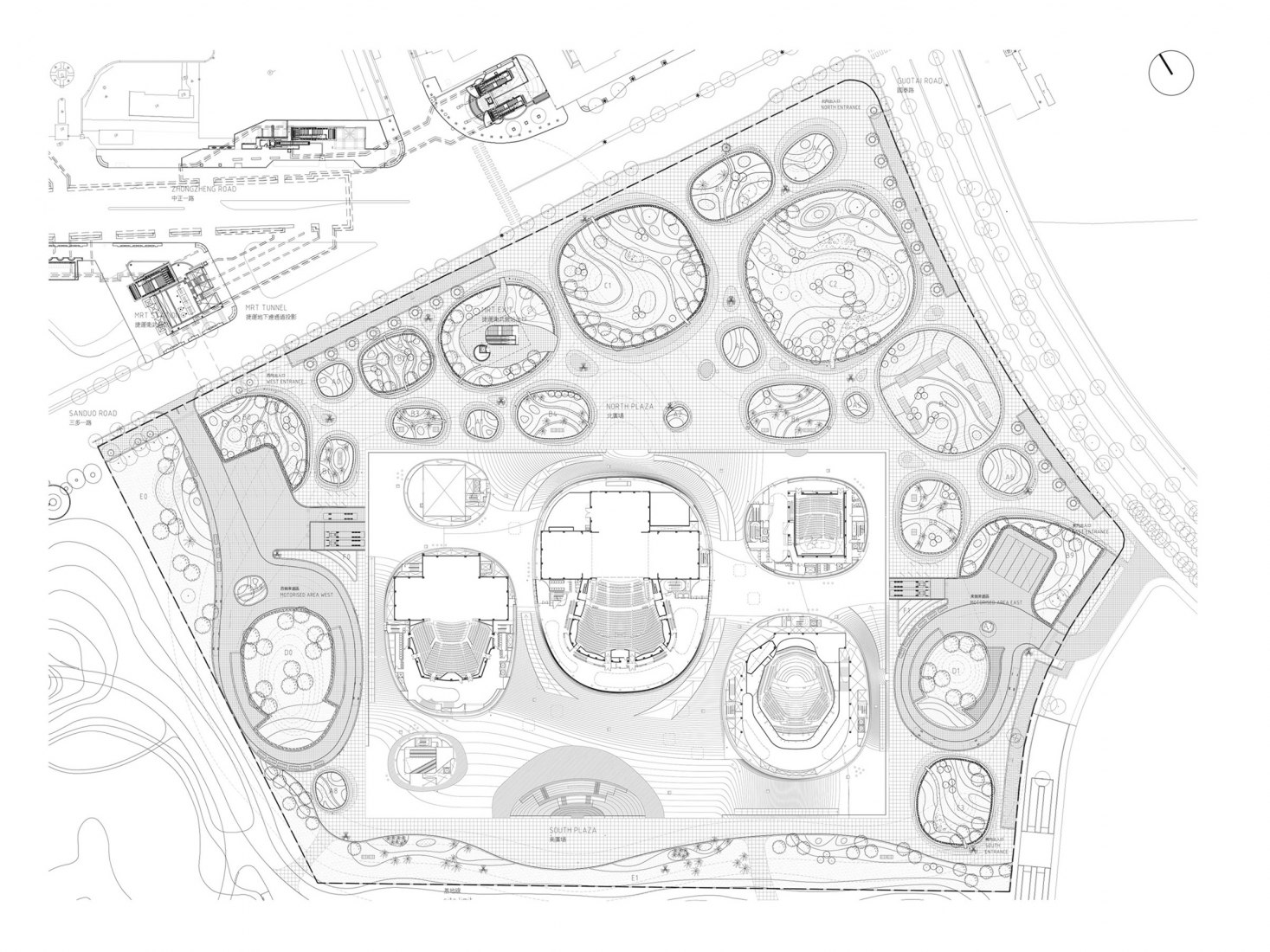 Planta baja. Centro Nacional de las Artes de Kaohsiung por Mecanoo.