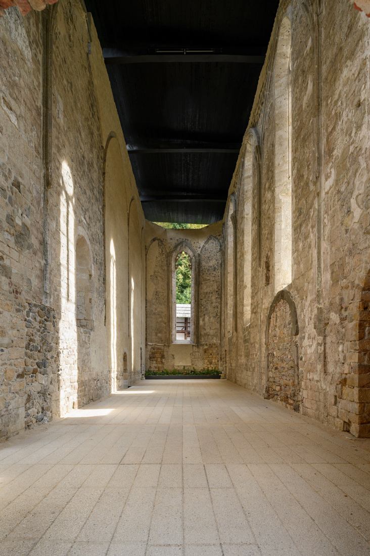 Covering the remains of the Church of St. John the Baptist in the Žiče Charterhouse by Medprostor. Photograph by Miran Kambič.
