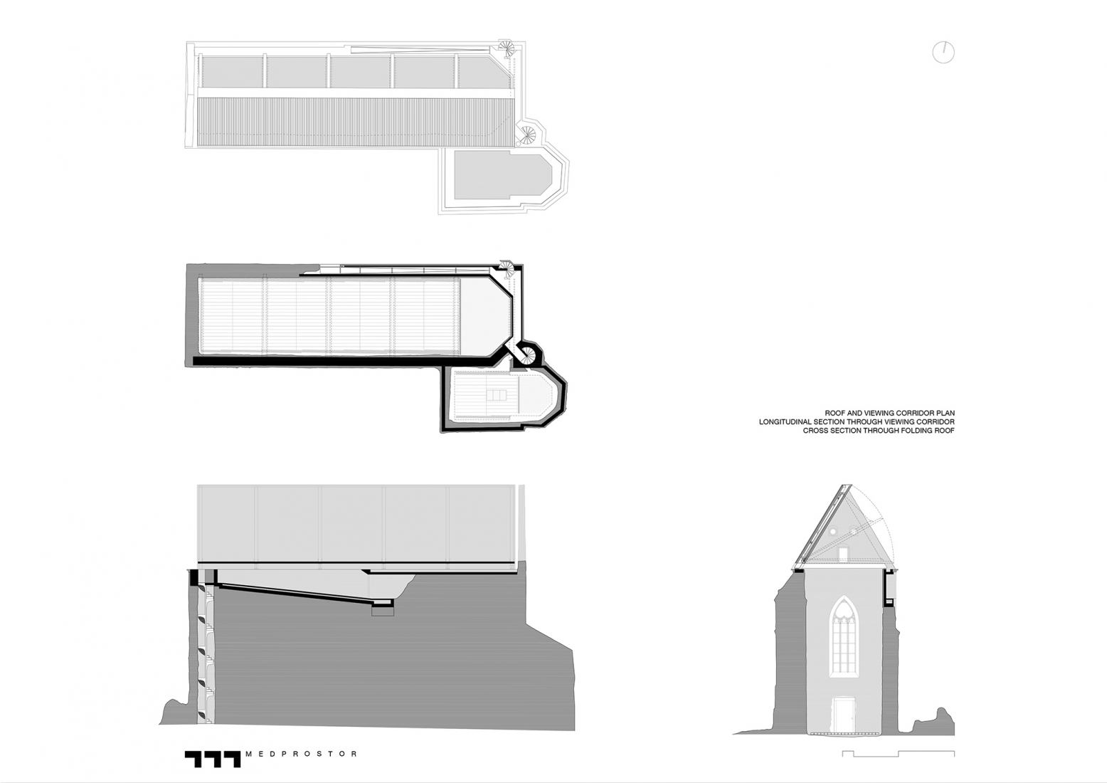 Plans. Covering the remains of the Church of St. John the Baptist in the Žiče Charterhouse by Medprostor. 