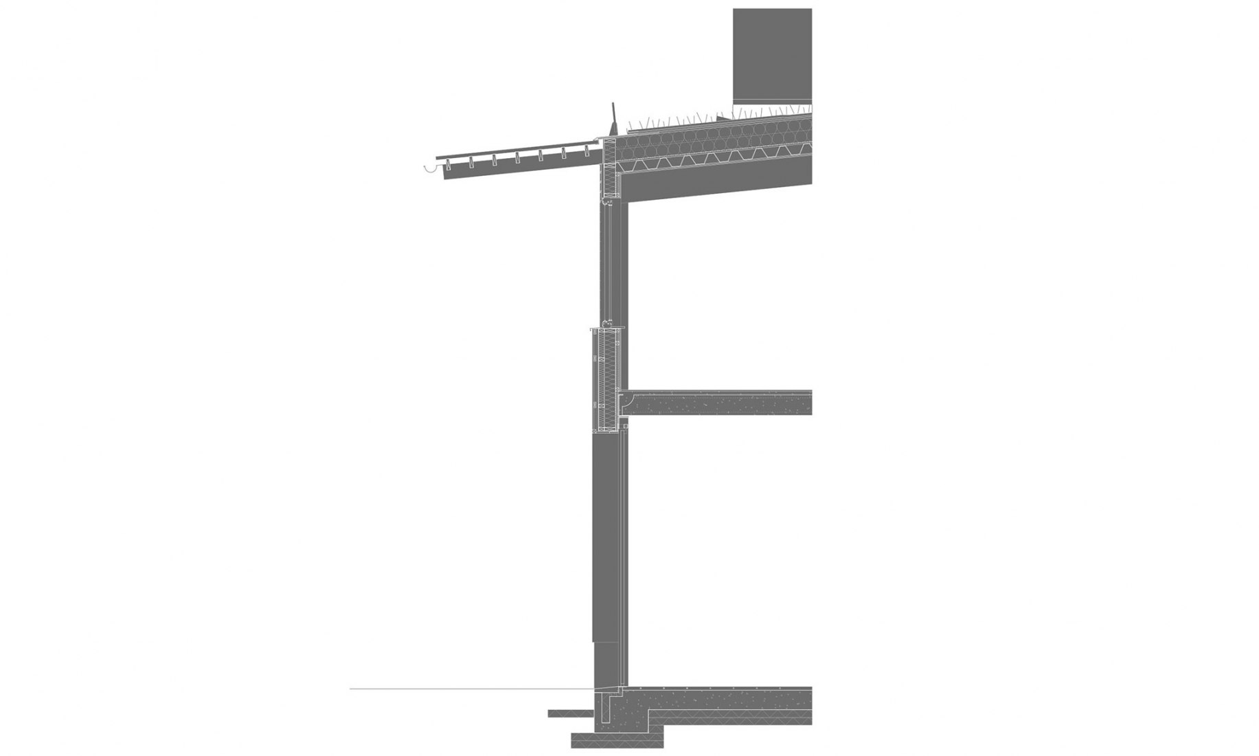 Sección constructiva. Taller de co-working Mensätra por Metropolis Arkitekter.