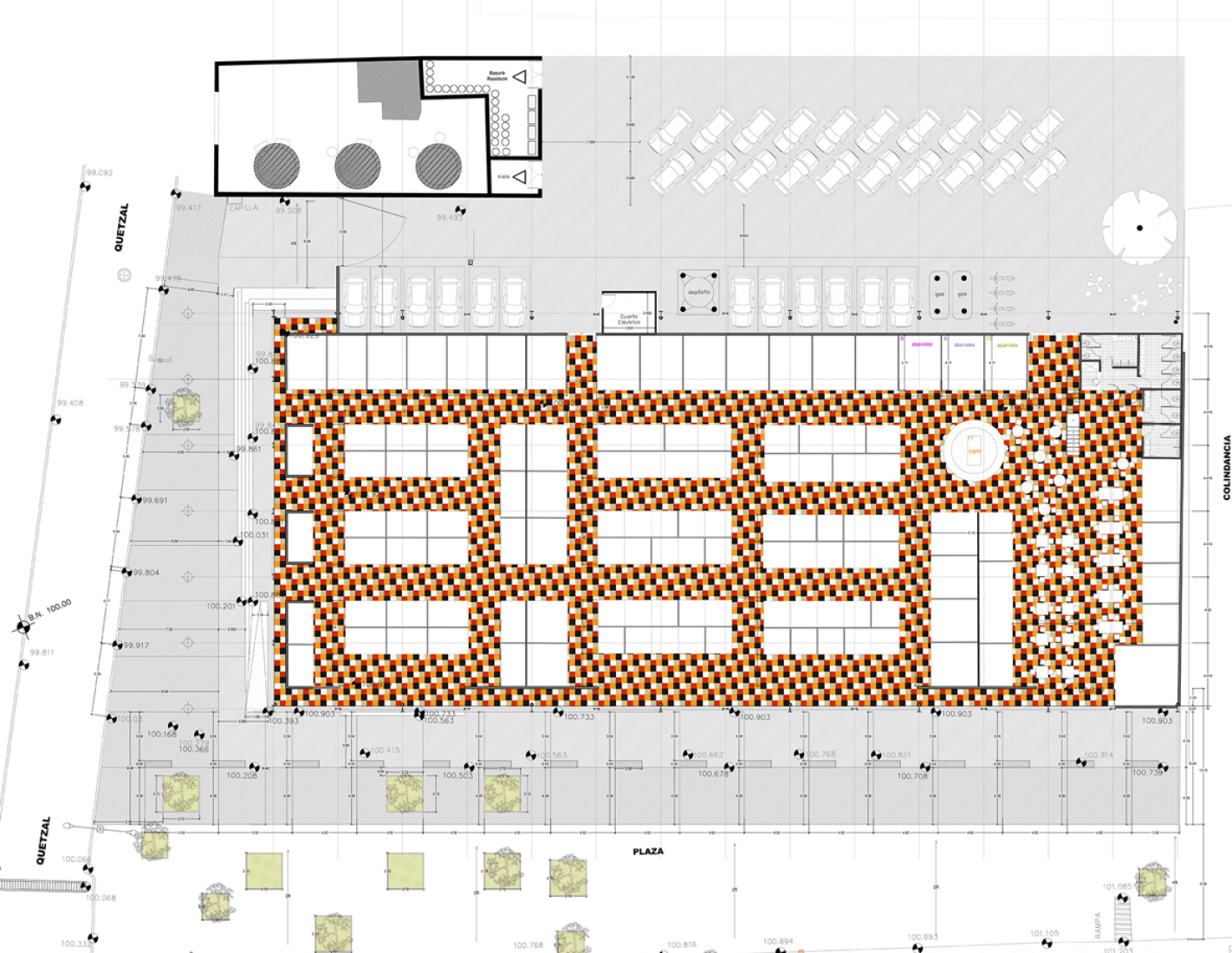 Planta. Rehabilitación del Mercado de la Purísima por Bandada Studio.