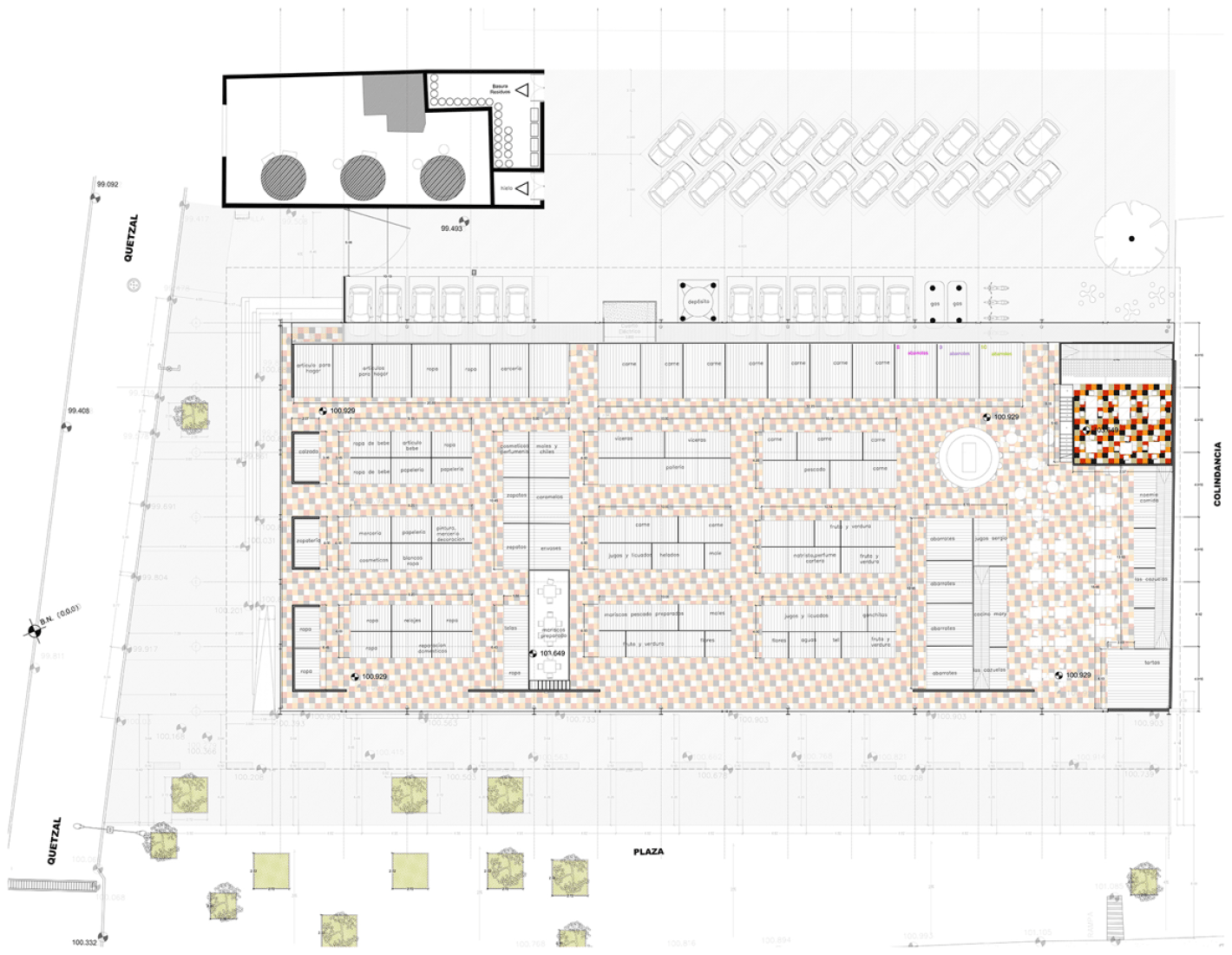 Planta. Rehabilitación del Mercado de la Purísima por Bandada Studio.